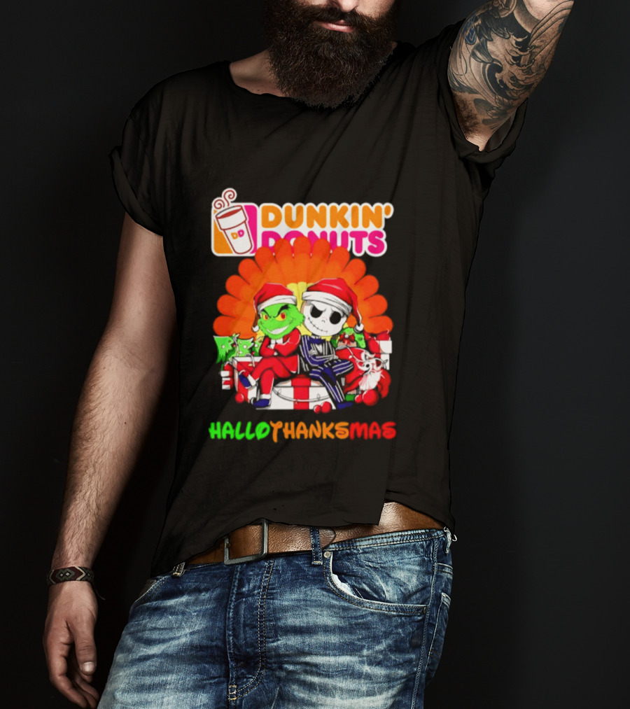 Dunkin' Donuts Grinch Jack Skellington Hallothanksmas 2026 T-Shirt