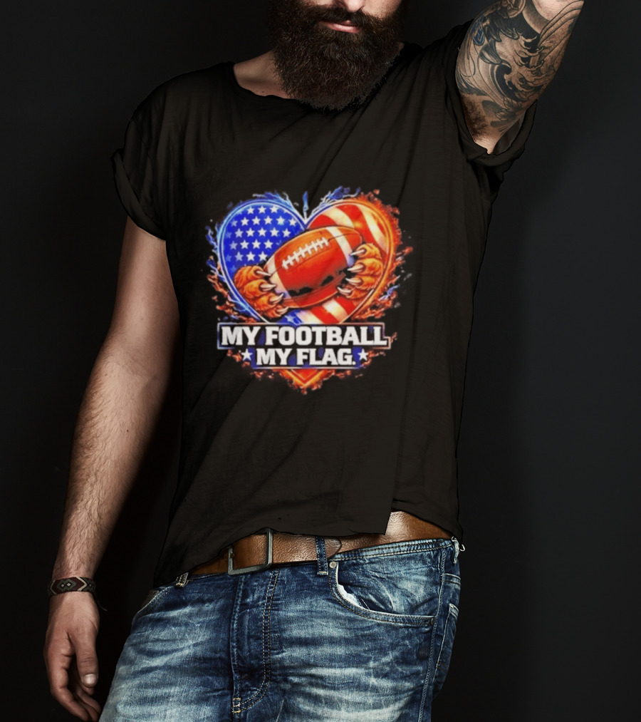 Heart American Football 2026 Season My Football My Flag T-Shirt