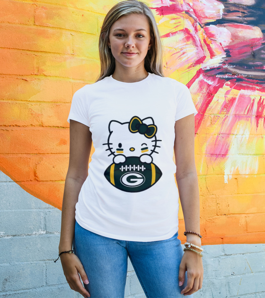 Green Bay Packers Hello Kitty Collaboration 2026 Football Season T-Shirt