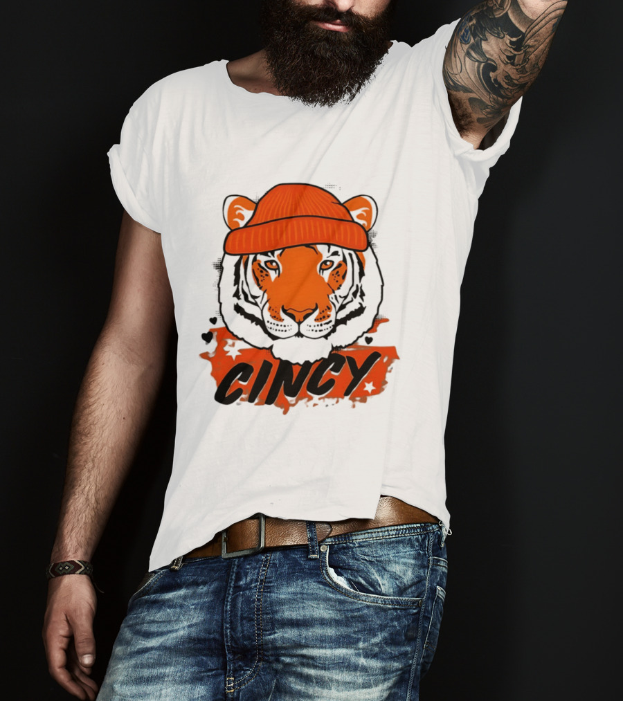 Cincy Tiger Beanie Cincinnati Bengals Football T-Shirt