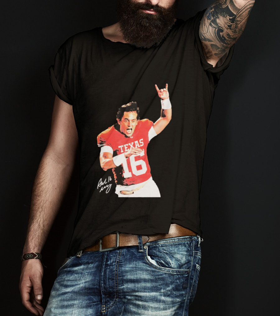 Arch Manning Texas Longhorns 16 Rock Hand Gesture T-Shirt