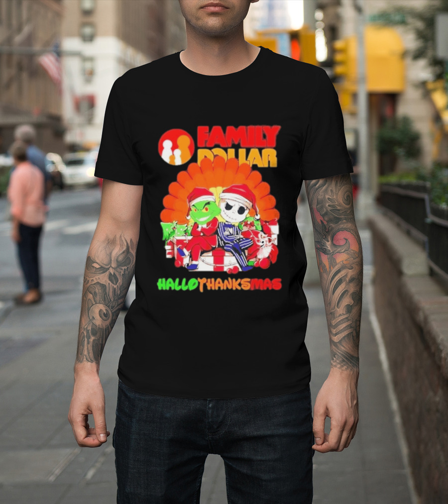 Family Dollar Grinch Jack Skellington Hallothanksmas 2026 T-Shirt
