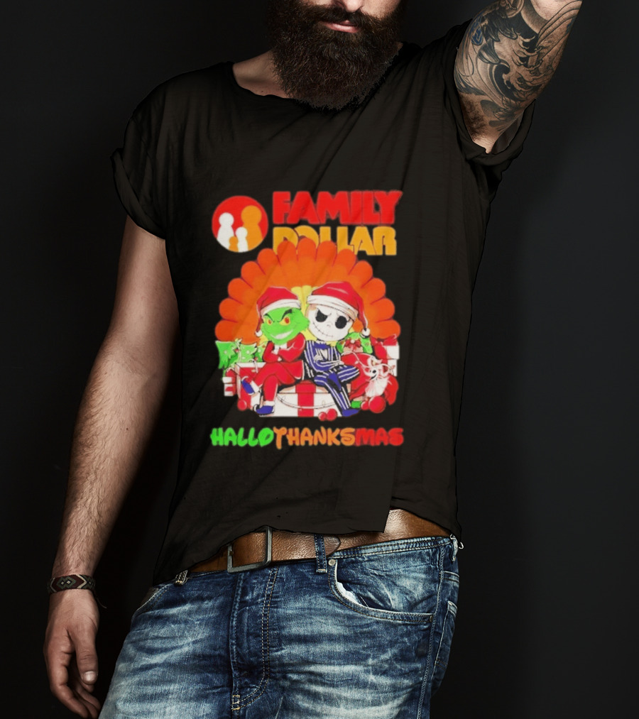 Family Dollar Grinch Jack Skellington Hallothanksmas 2026 T-Shirt