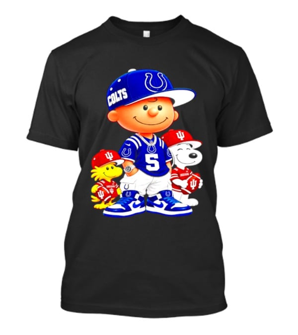 Charlie Brown And Snoopy Indianapolis Colts Indiana Hoosiers Football Team Merchandise T-Shirt