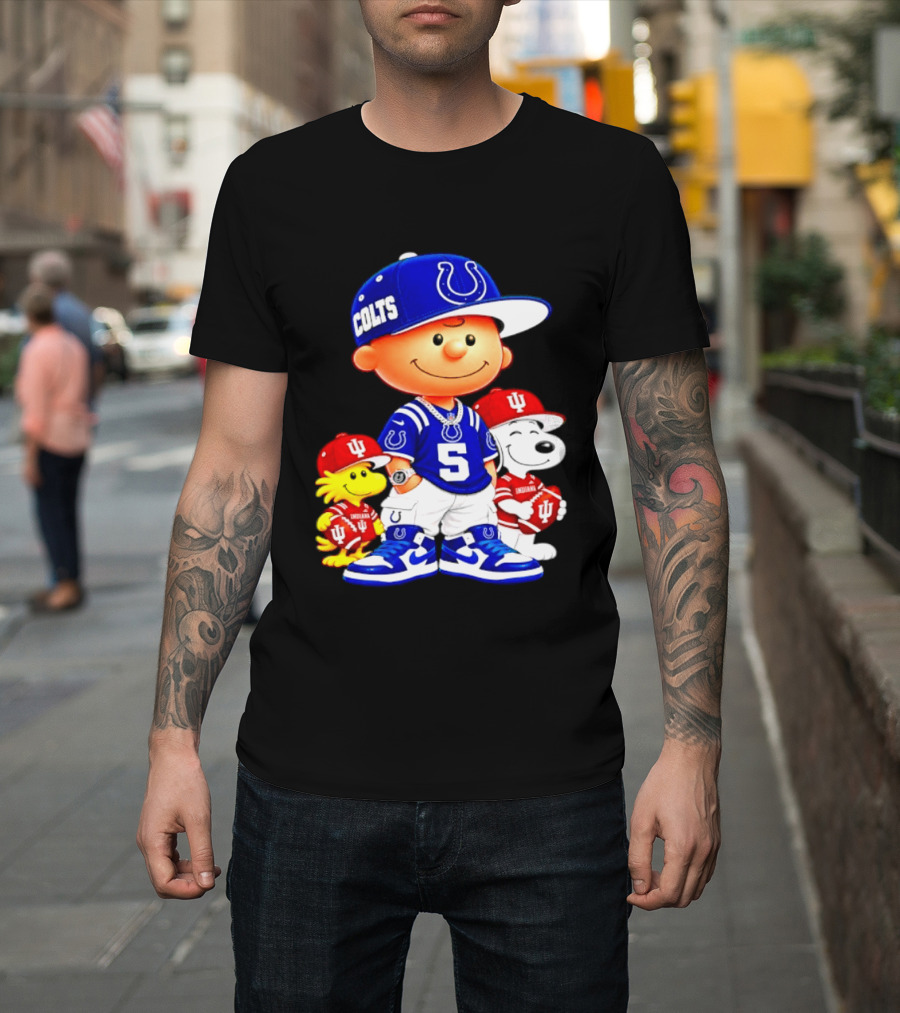 Charlie Brown And Snoopy Indianapolis Colts Indiana Hoosiers Football Team Merchandise T-Shirt