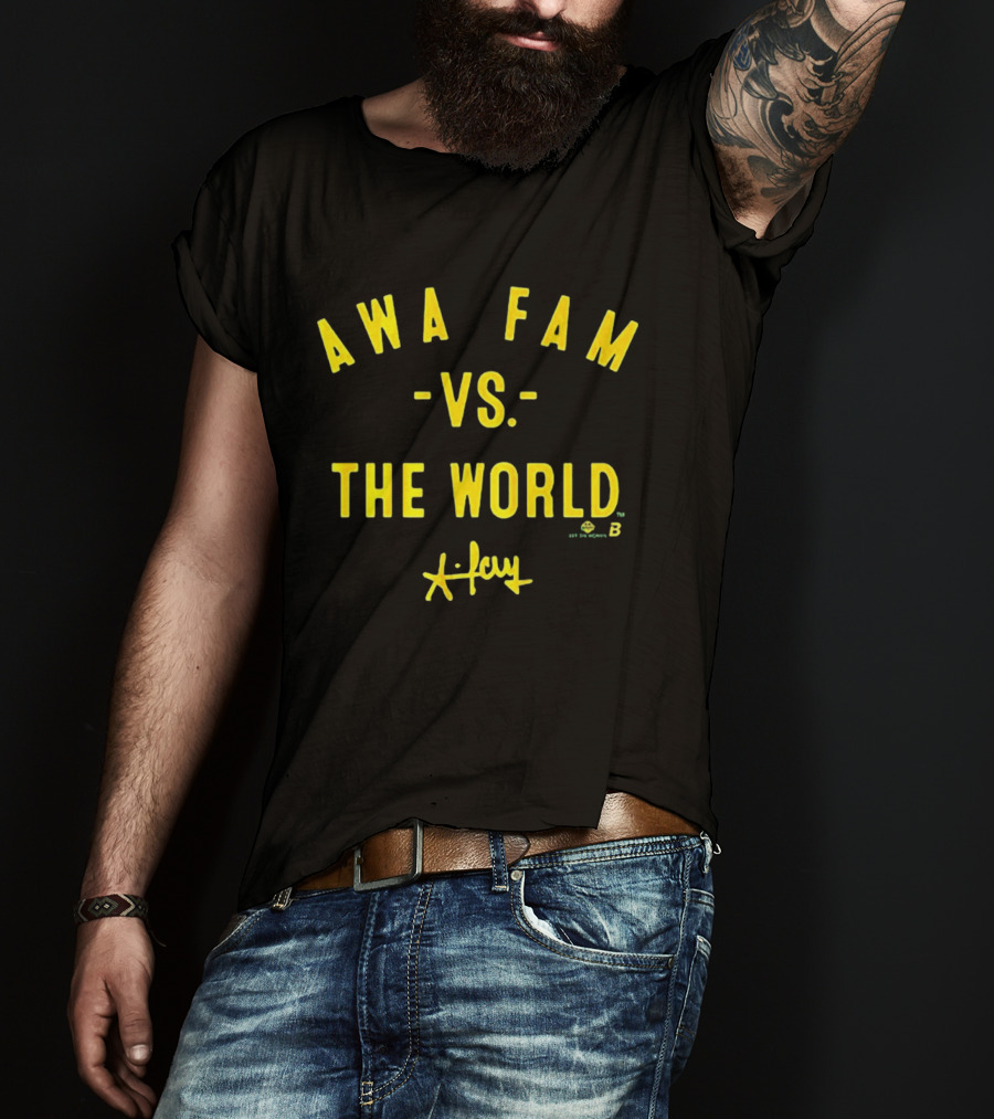 Awa Fam Vs The World Green Yellow X Jay Sports Fans T-Shirt