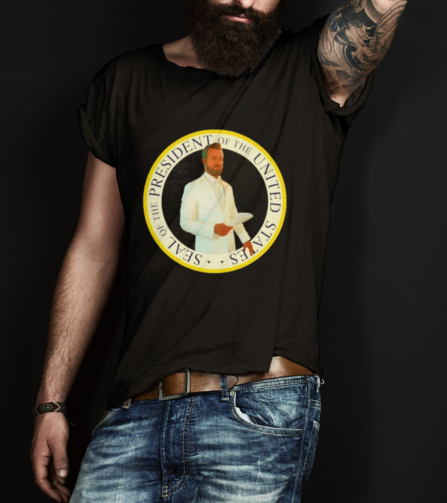 Seal Of The President Of The United States Justin Theroux In White Suit T-Shirt