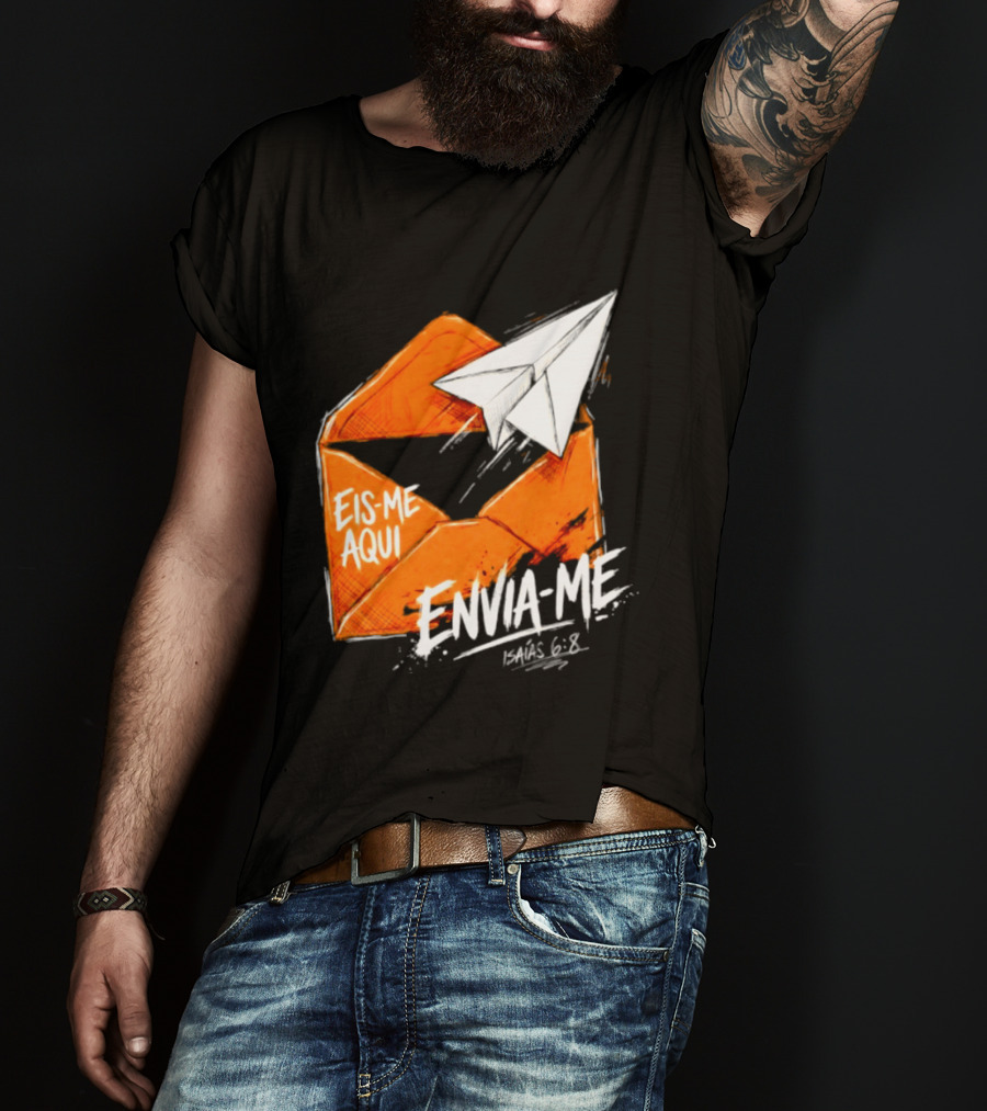 Eis Me Aqui Envia Me Isaias 6 8 Christian Envelope Paper Airplane T-Shirt