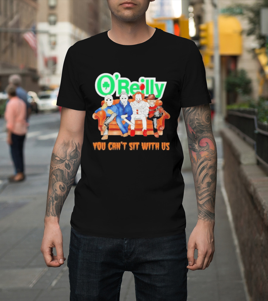 O'Reilly Horror Characters Friends Halloween 2026 You Can't Sit With Us Couch T-Shirt
