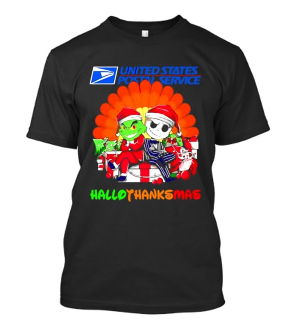 United States Postal Service Grinch Jack Skellington Hallothanksmas 2026 T-Shirt