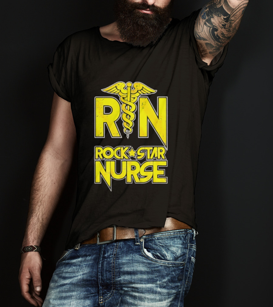 RN Rock Star Nurse Medical Professional Caduceus T-Shirt