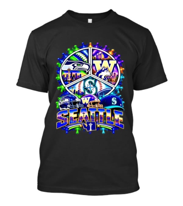 Seattle Seahawks Washington Huskies Mariners Skyline Sports Team Collection T-Shirt