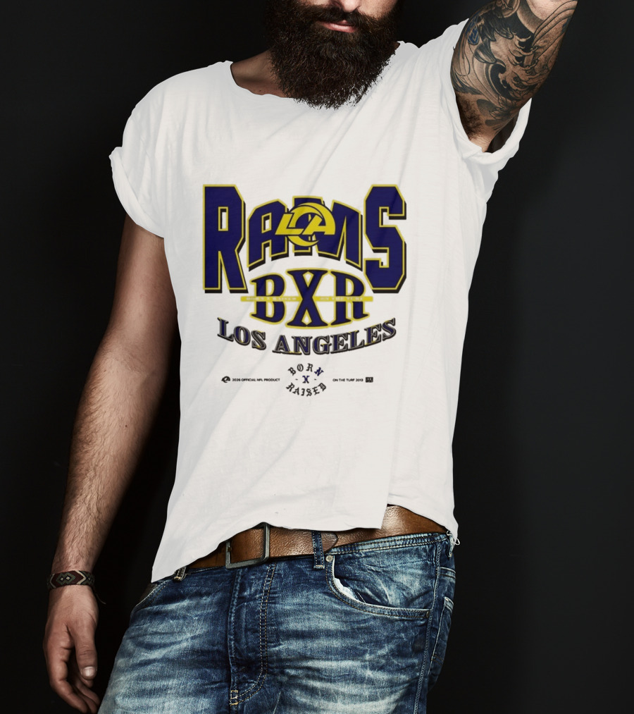 Los Angeles Rams BXR Born X Raised On The Turf 2026 Product White T-Shirt
