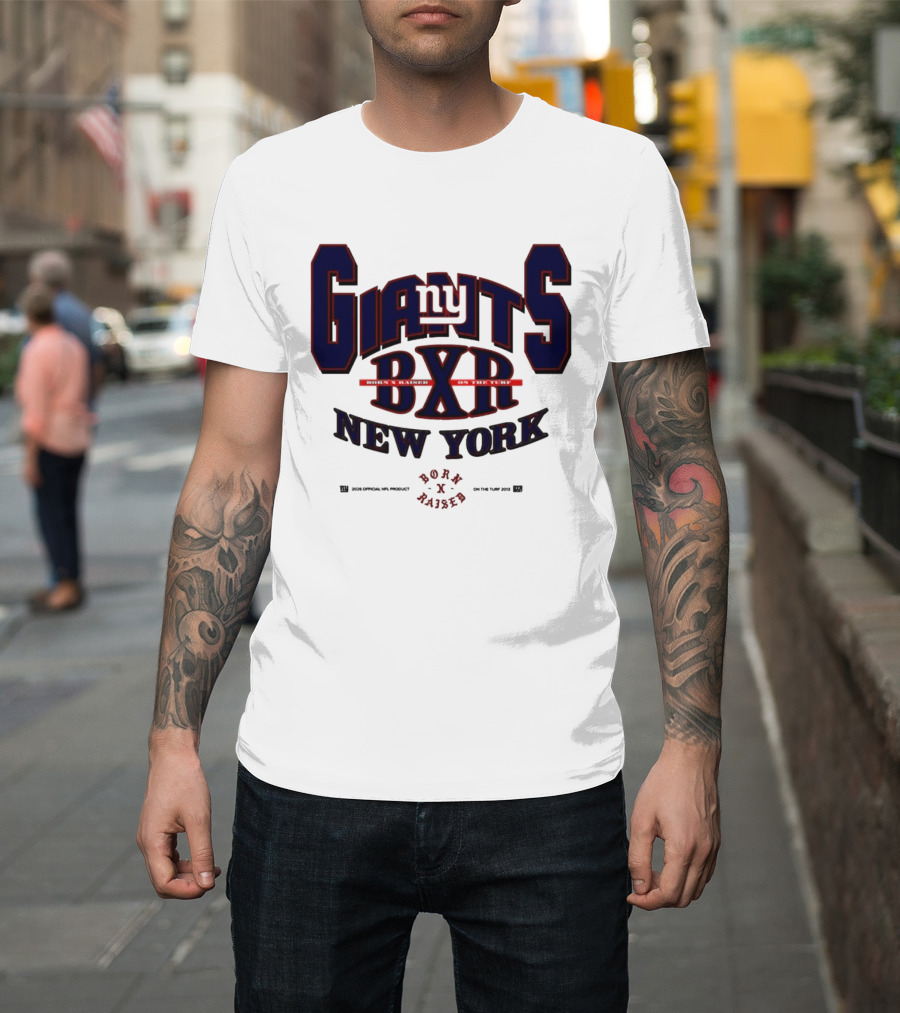 New York Giants BXR Born X Raised On The Turf Football T-Shirt