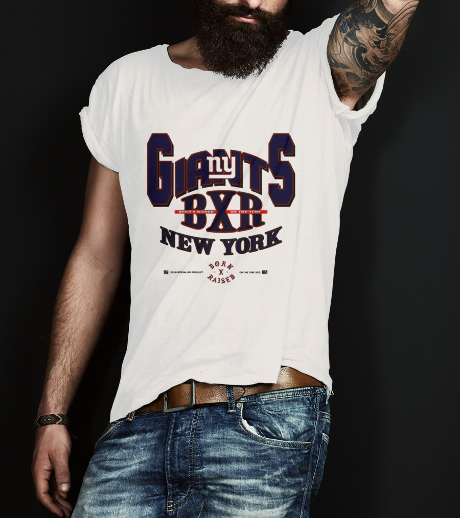 New York Giants BXR Born X Raised On The Turf Football T-Shirt