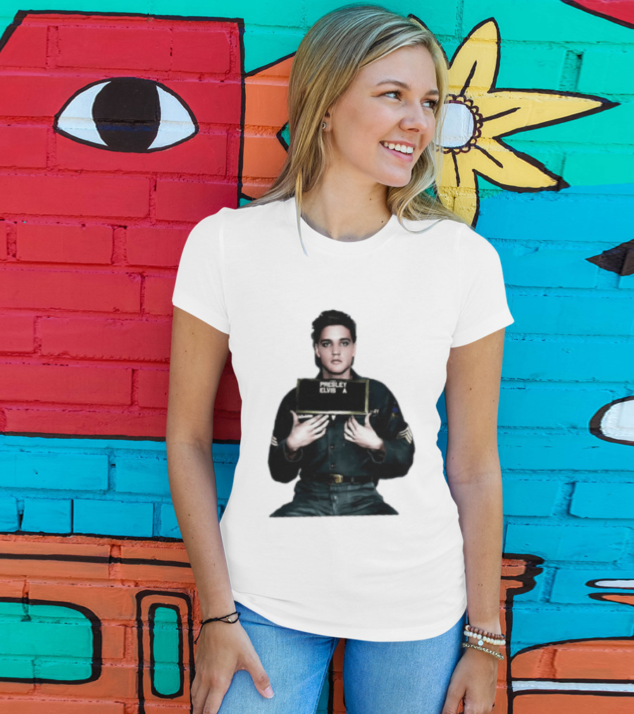 Elvis Presley Army Shot King Of Rock And Roll Iconic Military T-Shirt
