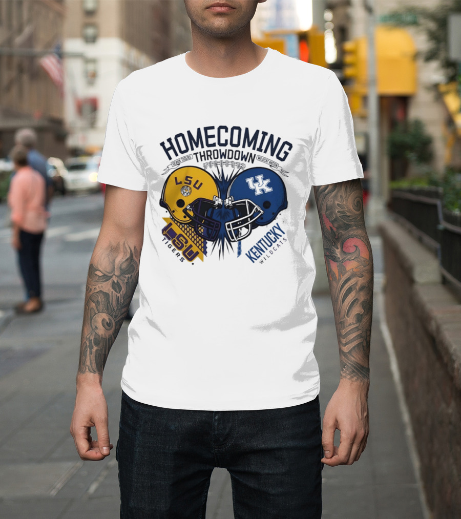 LSU Tigers Vs Kentucky Wildcats Football Homecoming Throwdown October 10 2026 Helmet Clash T-Shirt