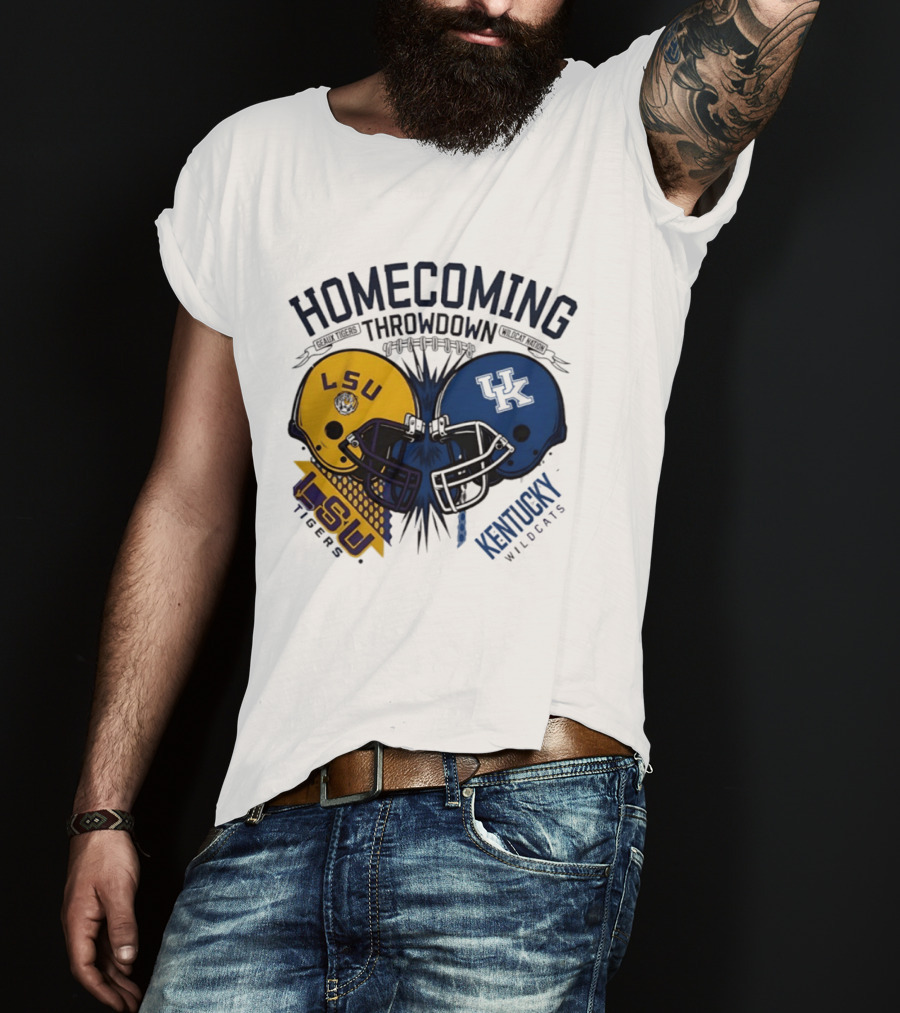LSU Tigers Vs Kentucky Wildcats Football Homecoming Throwdown October 10 2026 Helmet Clash T-Shirt
