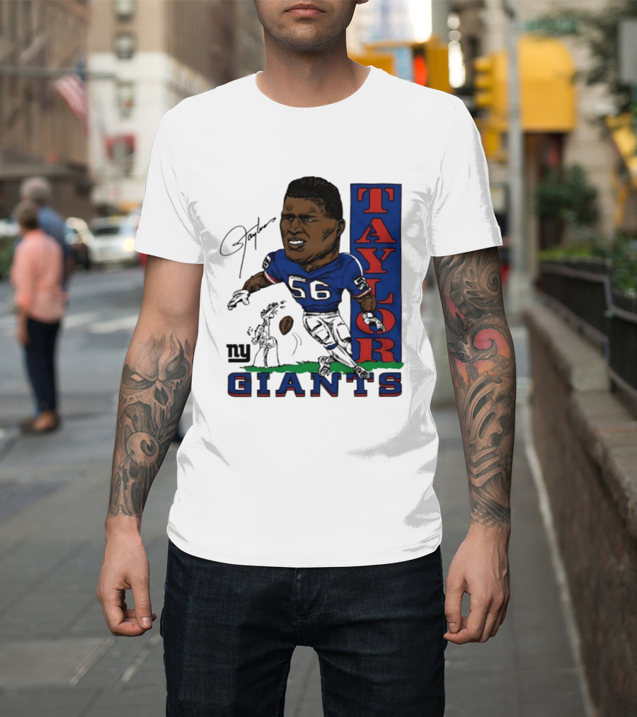 New York Giants Lawrence Taylor 56 Caricature Player T-Shirt