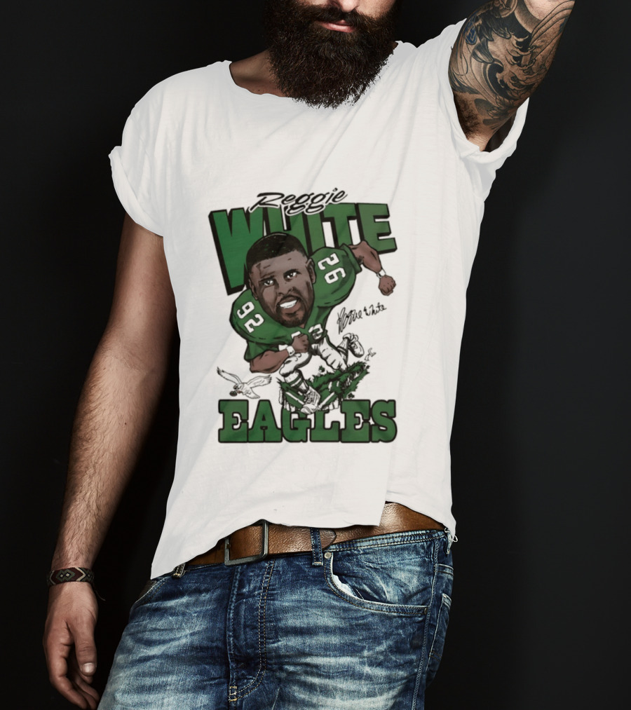 Philadelphia Eagles Reggie White 92 Player Caricature T-Shirt