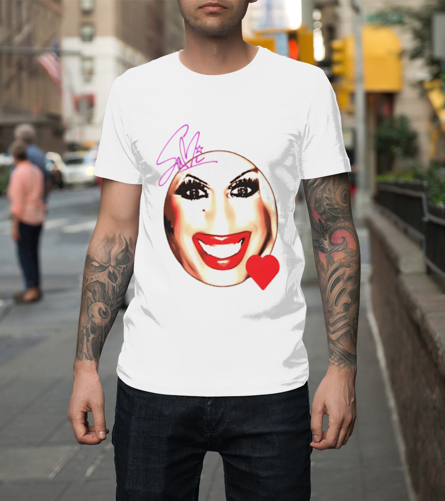Sami Landri Big Face Heart Signature Red Lips T-Shirt