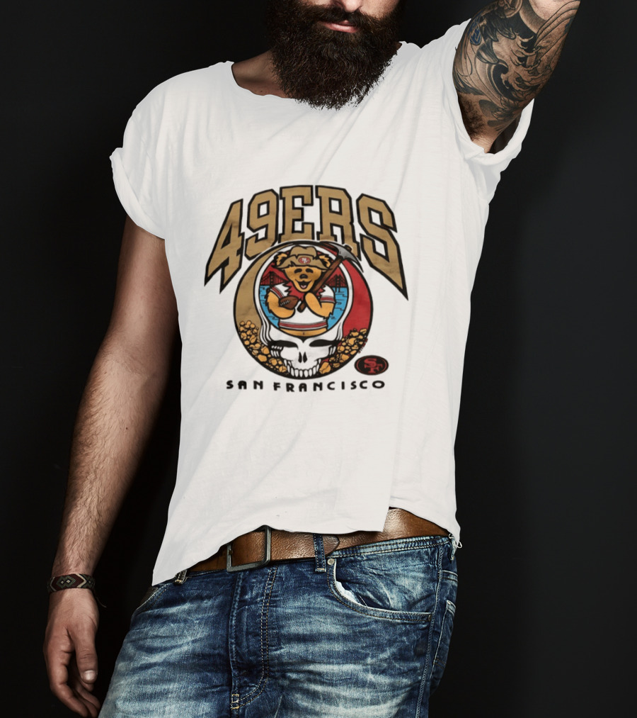 San Francisco 49ers Grateful Dead Steal Your Face Bear Design Collaboration T-Shirt