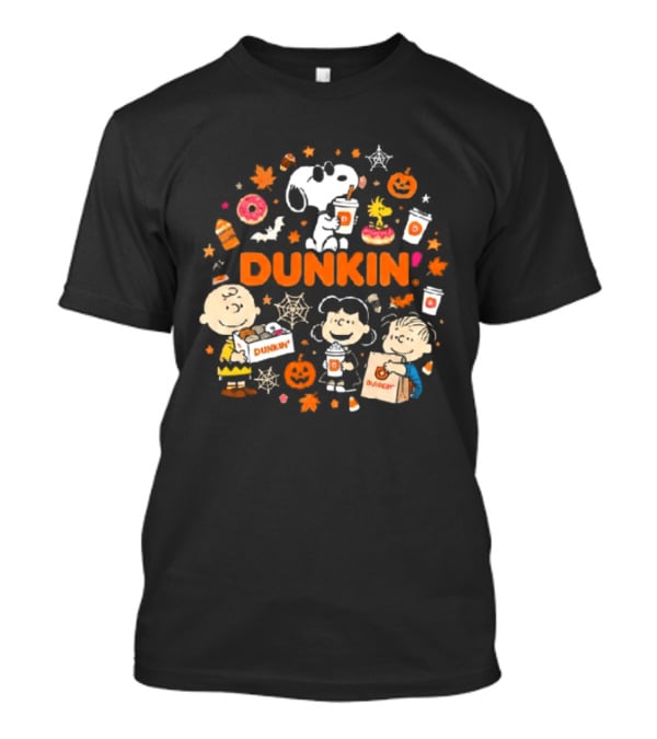 Dunkin Peanuts Characters Autumn Pumpkins Donuts Coffee Fall Vibes T-Shirt