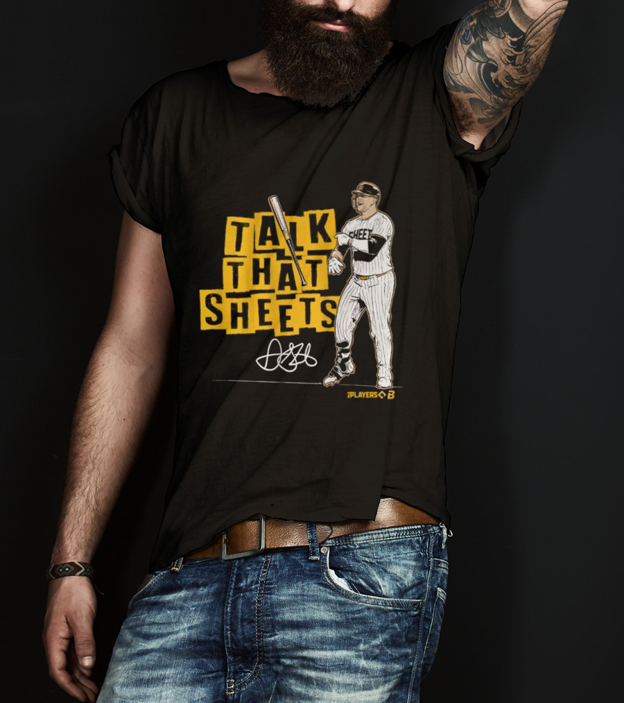 Gavin Sheets Talk That Sheets Baseball Player Yellow Block Lettering T-Shirt