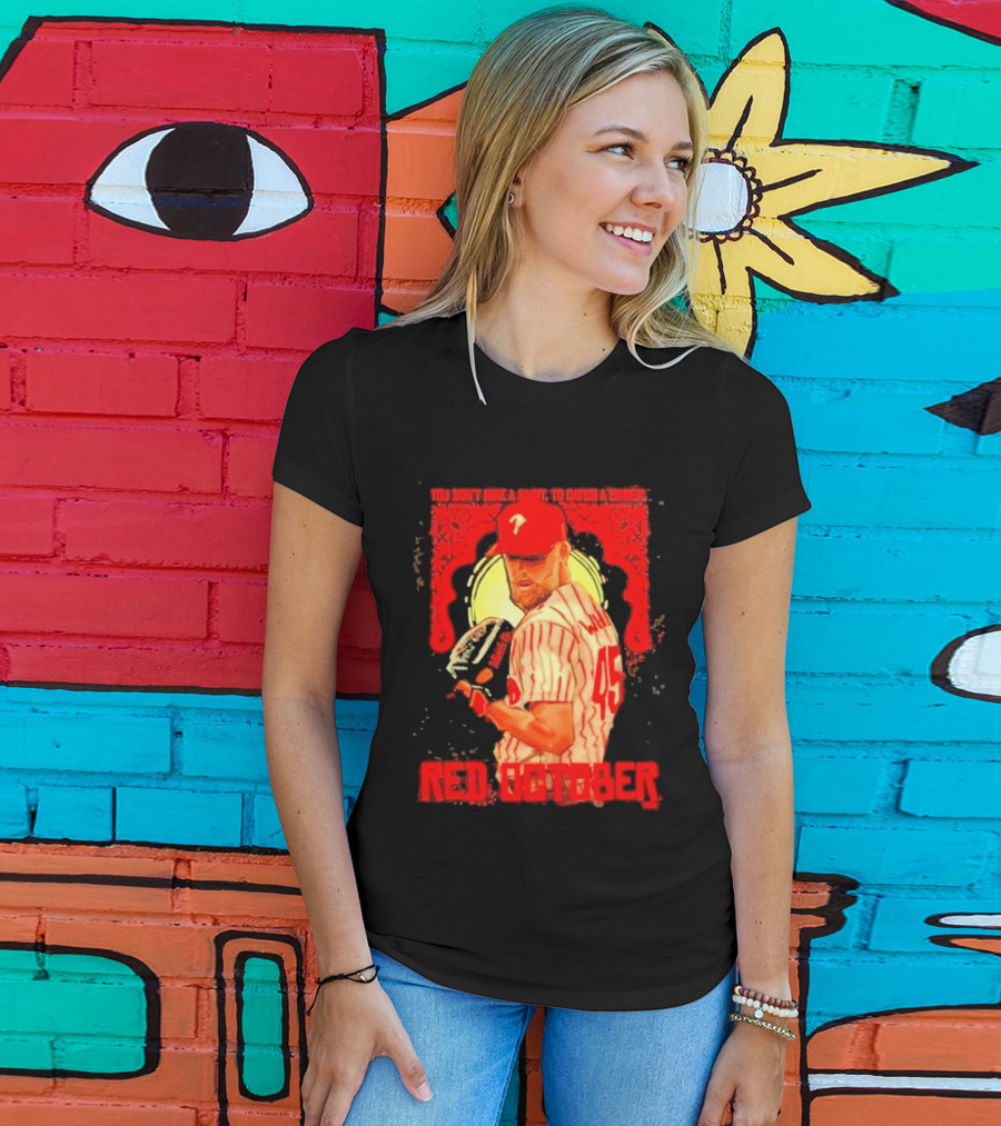 Zack Wheeler Philadelphia Phillies Red October 2026 You Don't Hire A Saint To Catch A Sinner Baseball T-Shirt