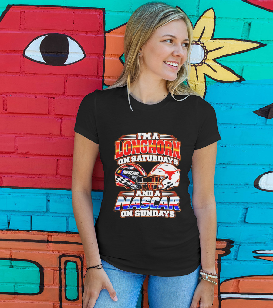 Longhorns On Saturdays NASCAR On Sundays Helmets Longhorns Texas T-Shirt
