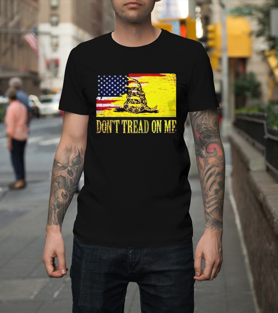 American Flag And Gadsden Snake Don't Tread On Me T-Shirt