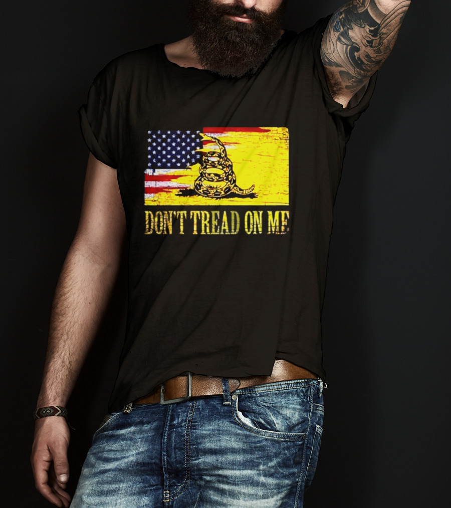 American Flag And Gadsden Snake Don't Tread On Me T-Shirt