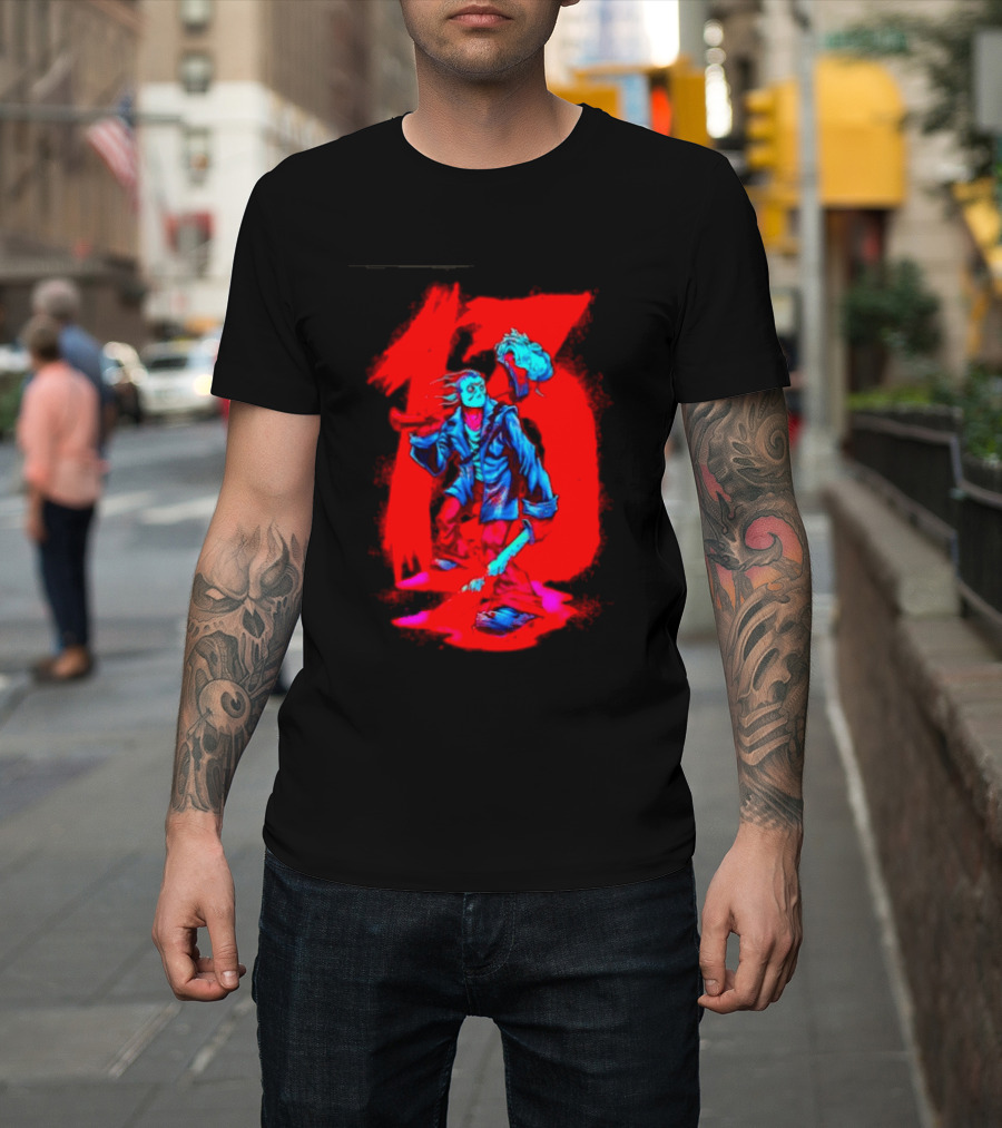 Jason Voorhees Friday The 13th Horror Movie Halloween Scary Mask Red T-Shirt
