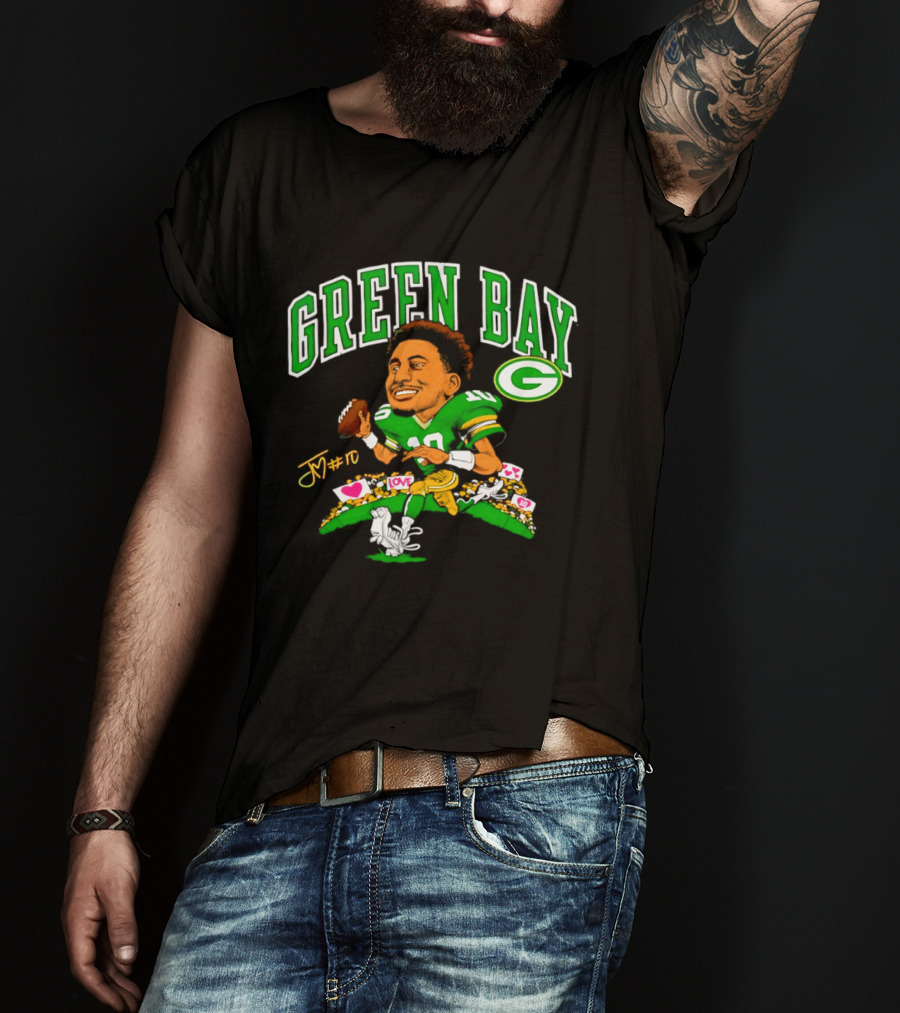 Jordan Love Green Bay Packers Caricature Playing Cards 2026 T-Shirt