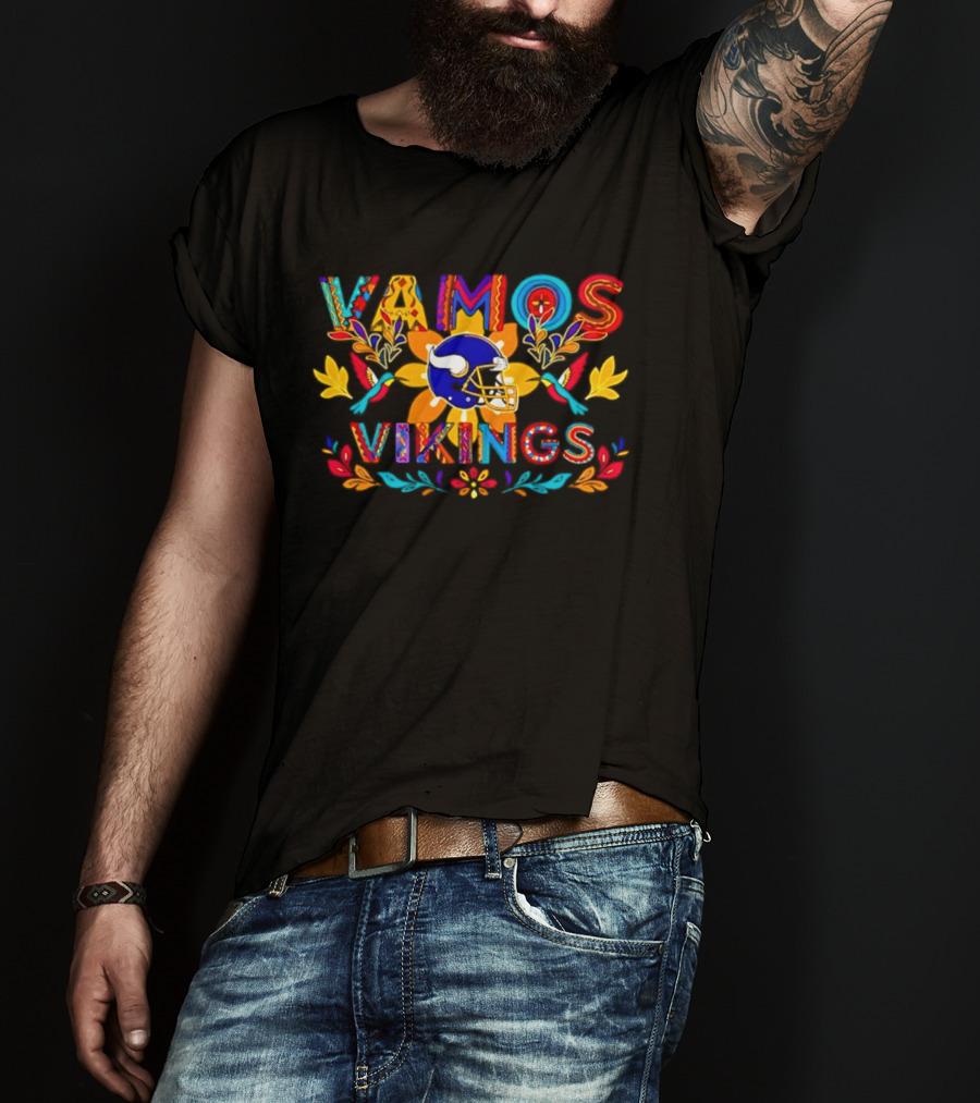 Minnesota Vikings Vamos Vikings Franklin Helmet Floral 2026 T-Shirt