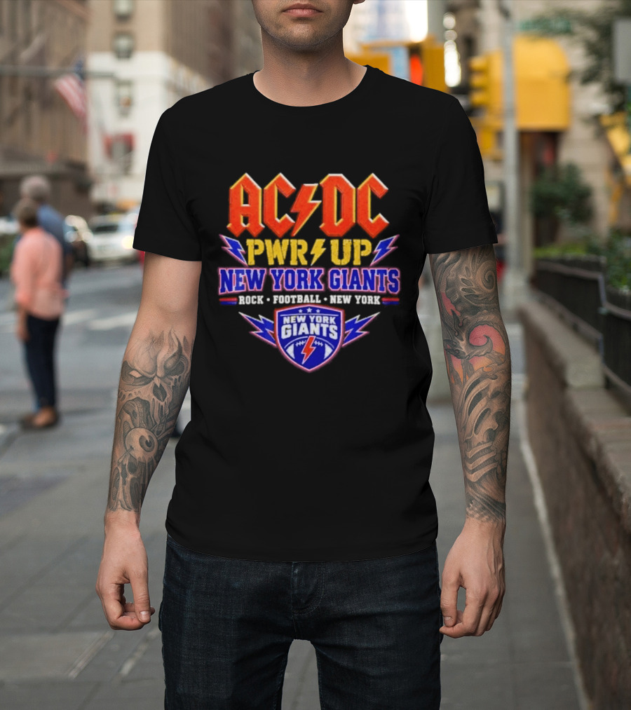 ACDC PWR UP New York Giants Rock Football Tour T-Shirt