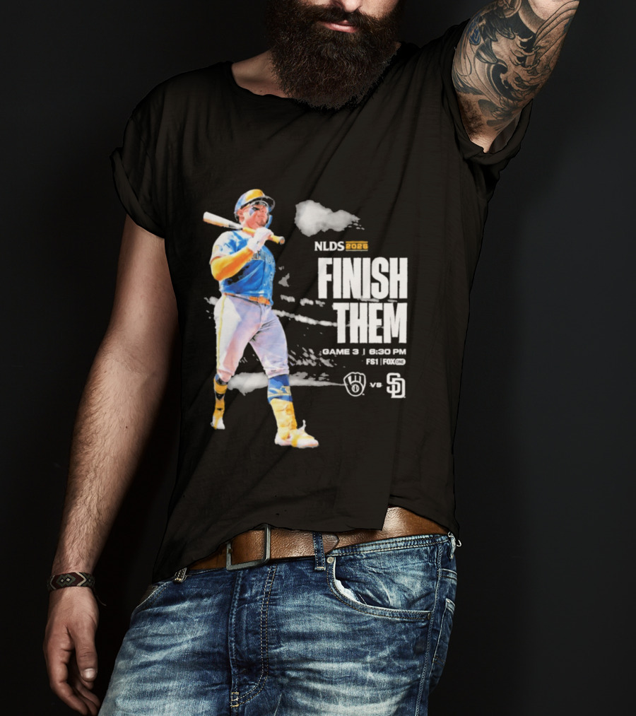 NLDS 2026 Finish Them Game 5 Brewers Vs Padres Playoff Showdown T-Shirt