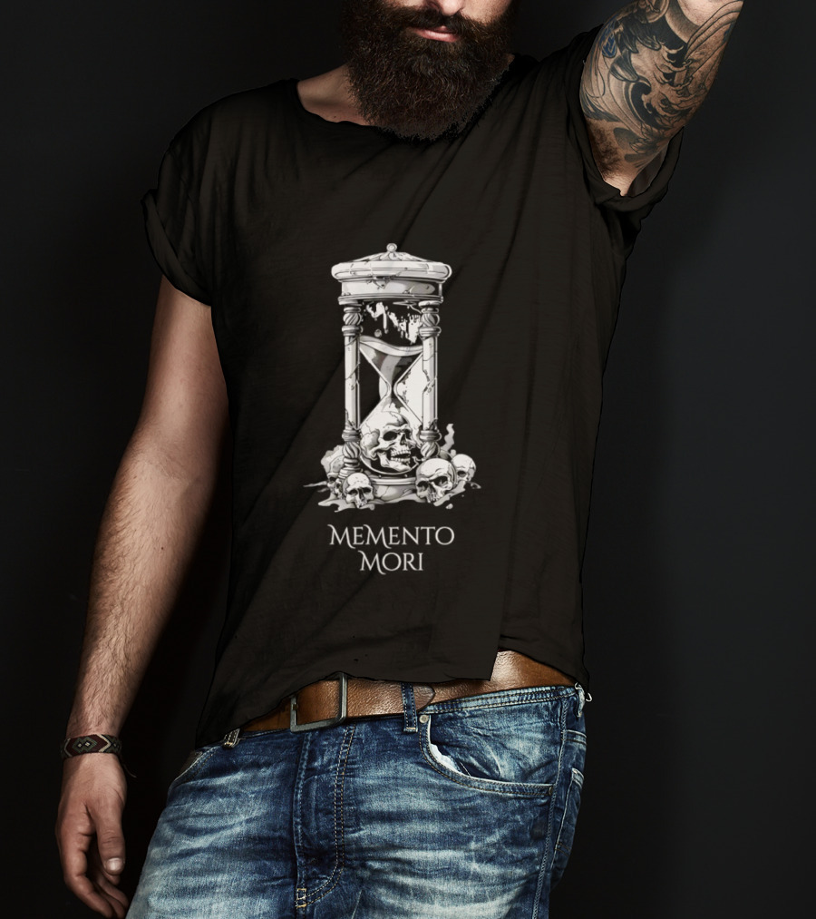 Memento Mori Hourglass Skull Halloween T-Shirt