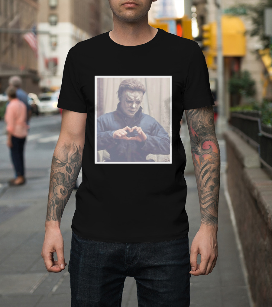Michael Myers Heart Hands Halloween Horror Iconic Mask T-Shirt