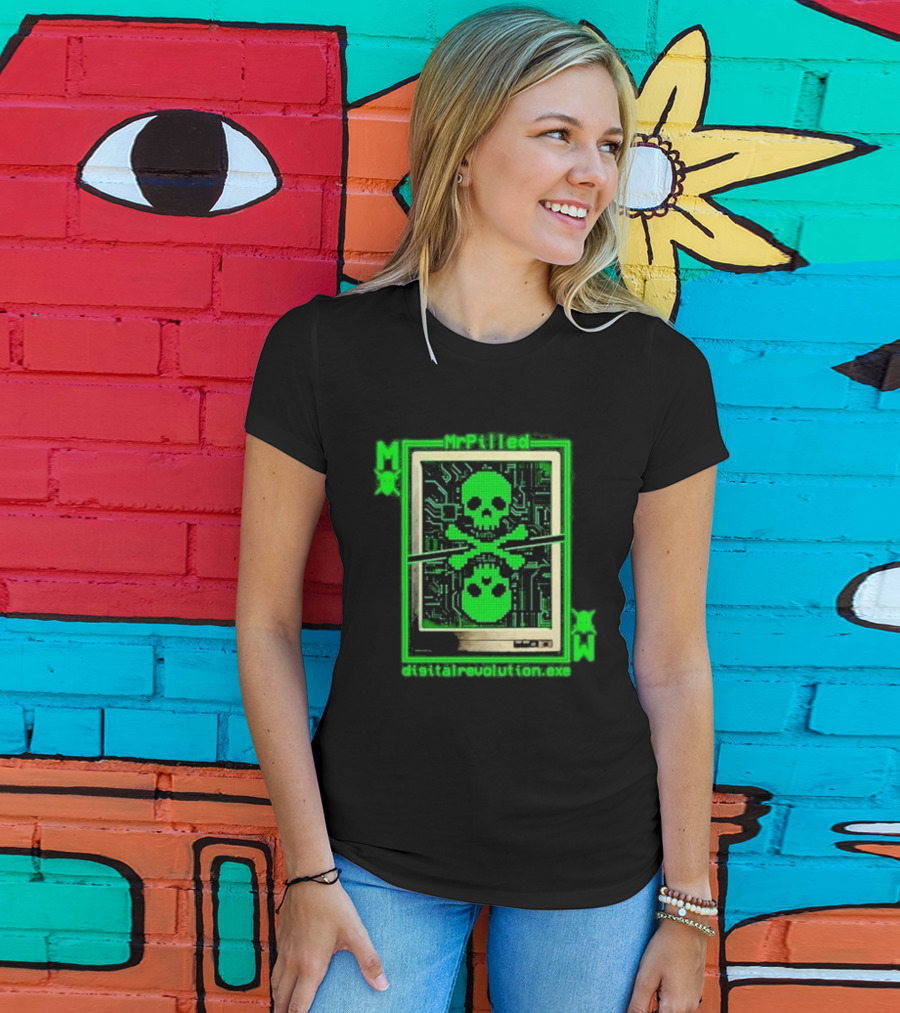 MrPilled DigitalRevolution.exe Hacker Cyber Circuitry Skull T-Shirt