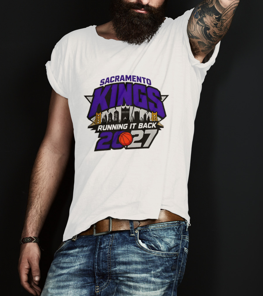 Sacramento Kings 2027 Running It Back Skyline Basketball T-Shirt