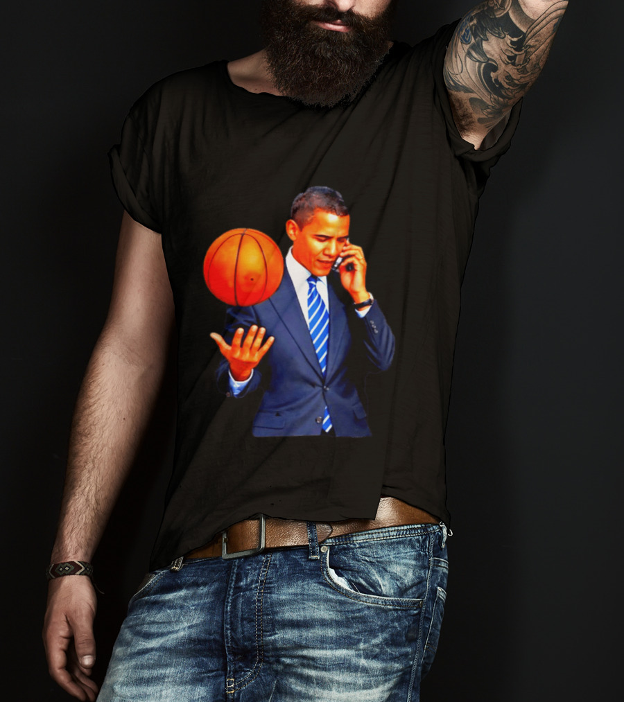 Barack Obama Basketball Phone Call In Suit And Tie T-Shirt