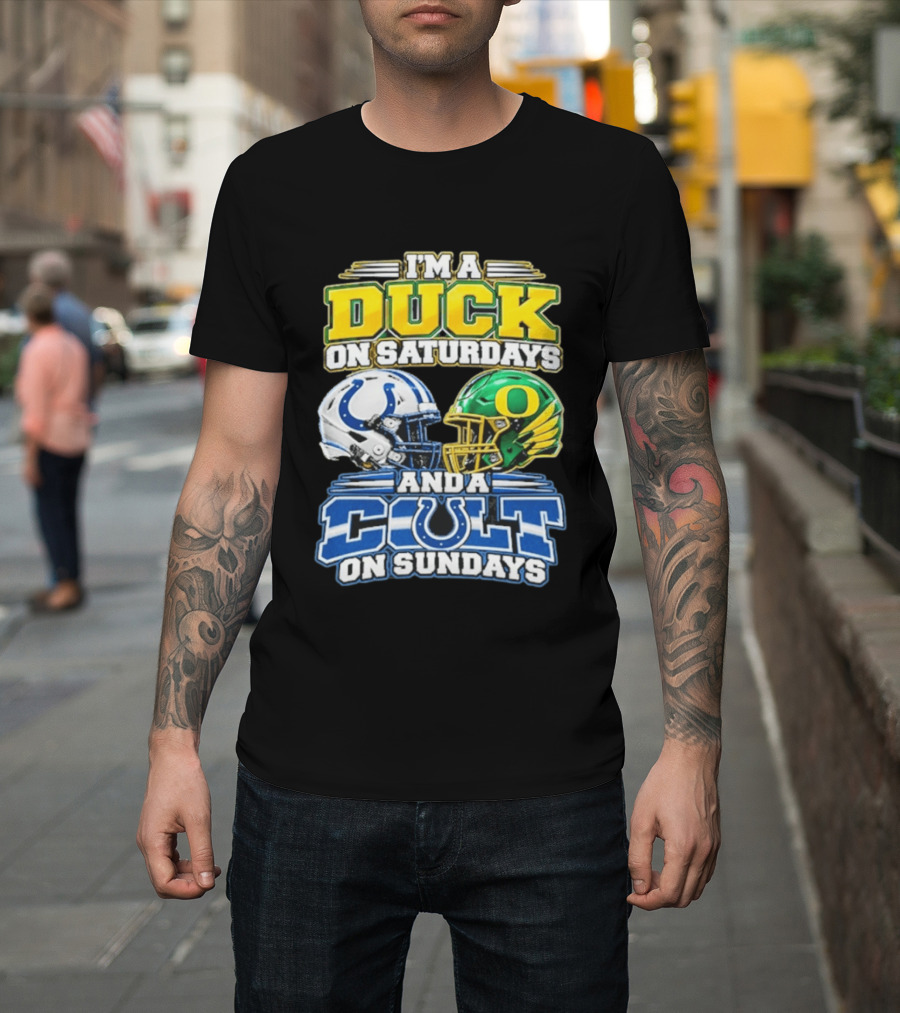 I'm A Duck On Saturdays And A Colt On Sundays Helmet Clash T-Shirt