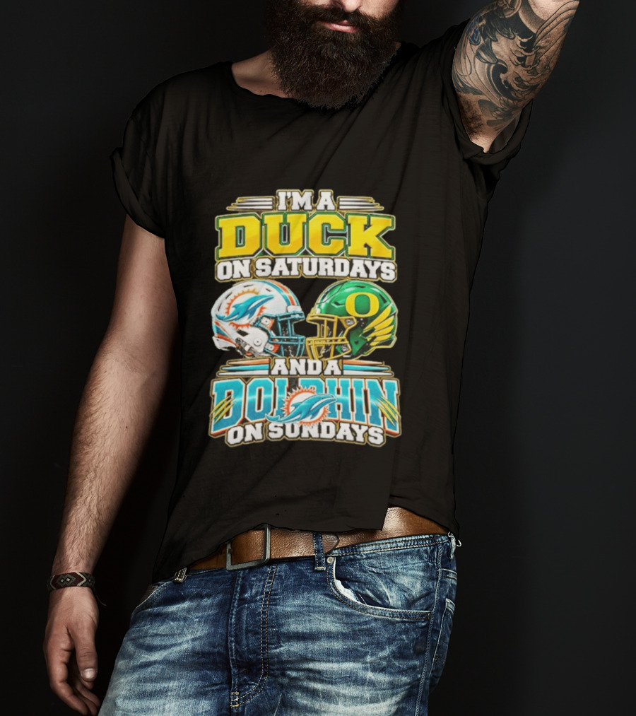 I'm A Duck On Saturdays And A Dolphin On Sundays Football Helmets T-Shirt
