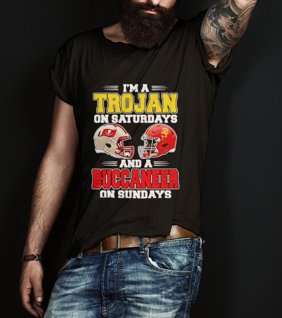 I'm A Trojan On Saturdays And A Buccaneer On Sundays Football Helmet T-Shirt