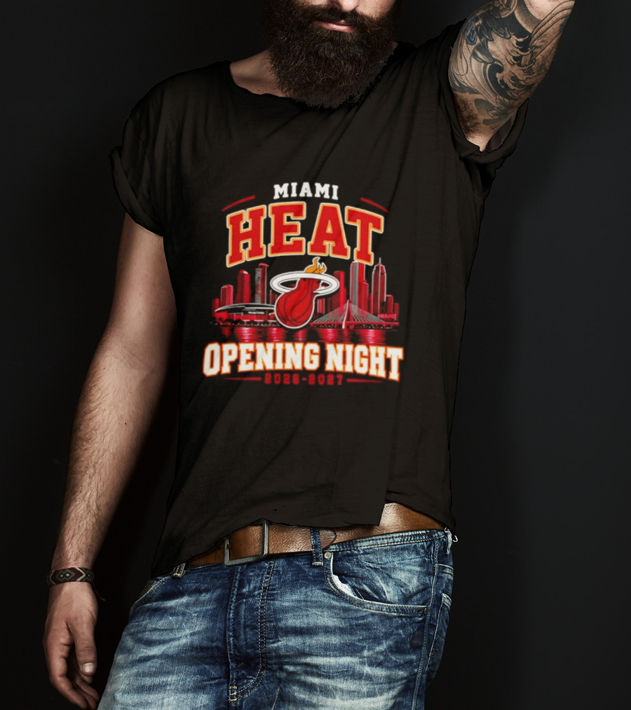 Miami Heat Opening Night 2026 2027 City Skyline T-Shirt