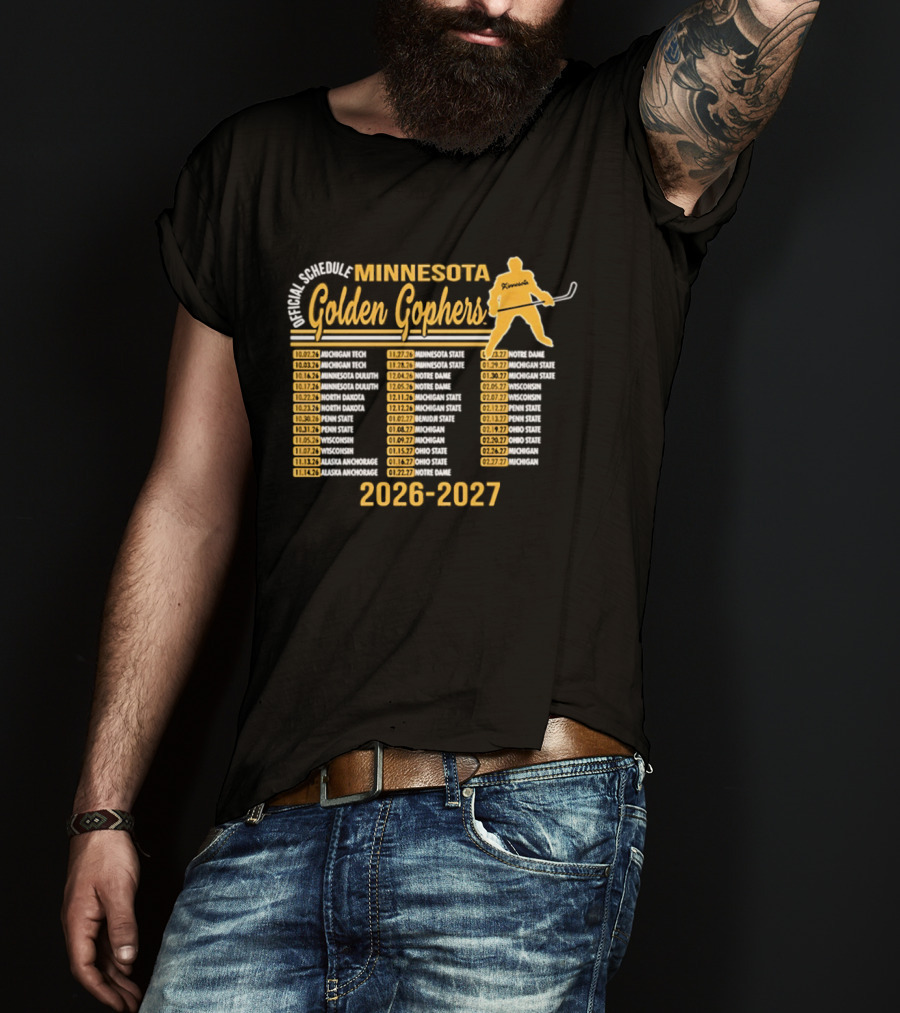 Minnesota Golden Gophers Ice Hockey Schedule 2026 2027 Player Highlights T-Shirt