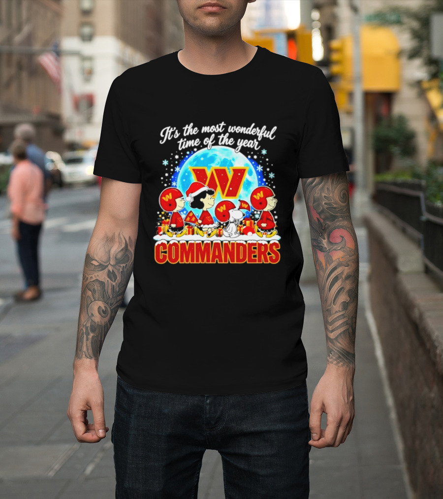 Peanuts Washington Commanders 2026 Christmas It's The Most Wonderful Time Of The Year T-Shirt
