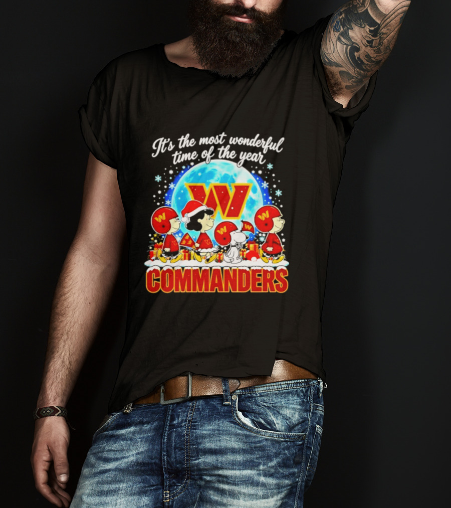 Peanuts Washington Commanders 2026 Christmas It's The Most Wonderful Time Of The Year T-Shirt