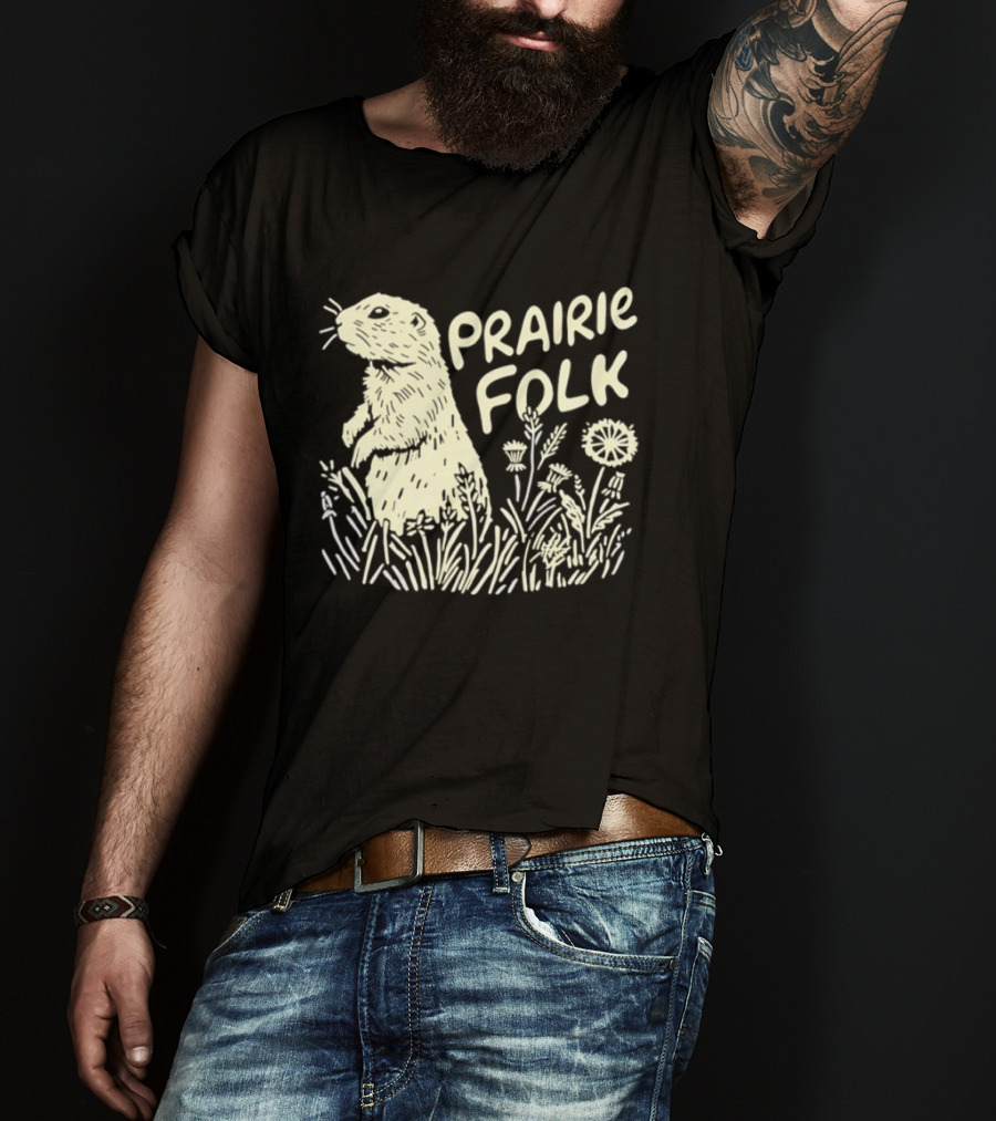 Prairie Folk Groundhog Meadow Wildlife Nature T-Shirt
